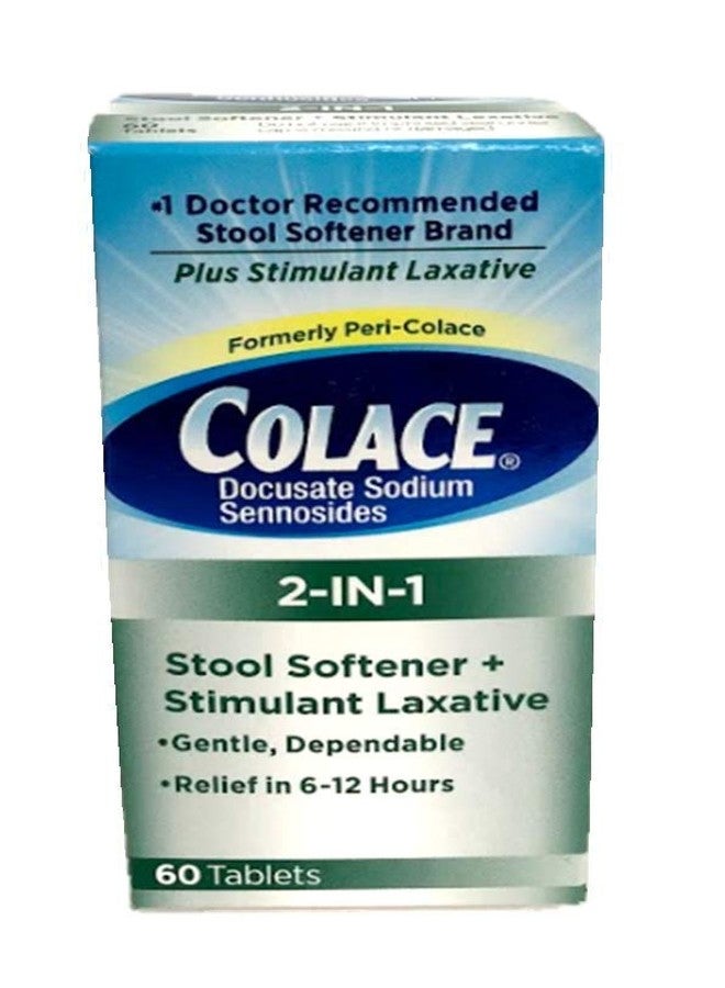 Colace 2-in-1 Stool Softener + Stimulant Laxative, 60 Tablets (Pack of 3)